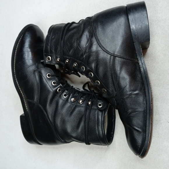JUSTIN 'Hiram' 506 Kiltie Lace Up Roper Boots Blac - Picture 8 of 11